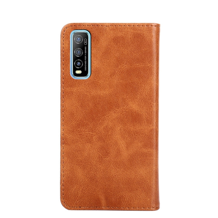 For vivo Y70s Non-Magnetic Retro Texture Leather Phone Case