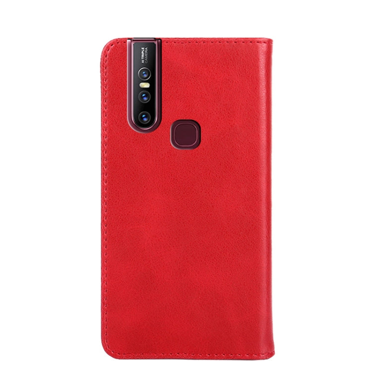 For vivo V15 Non-Magnetic Retro Texture Leather Phone Case