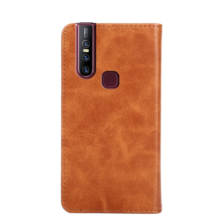 For vivo V15 Non-Magnetic Retro Texture Leather Phone Case