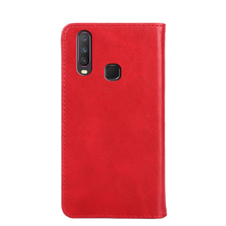 For vivo Y17 Non-Magnetic Retro Texture Leather Phone Case
