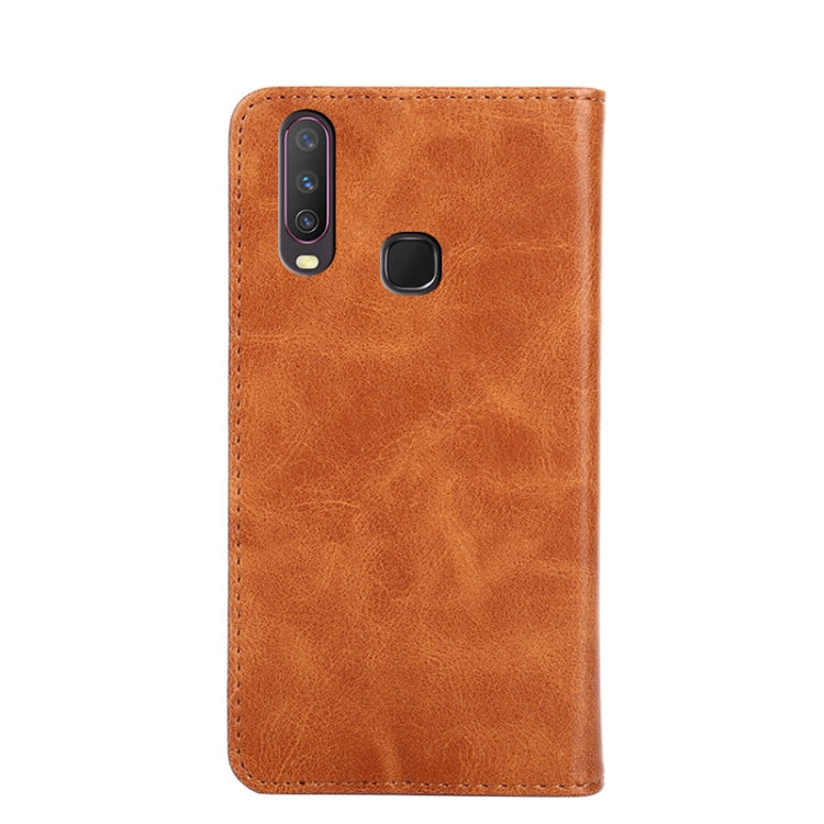 For vivo Y17 Non-Magnetic Retro Texture Leather Phone Case