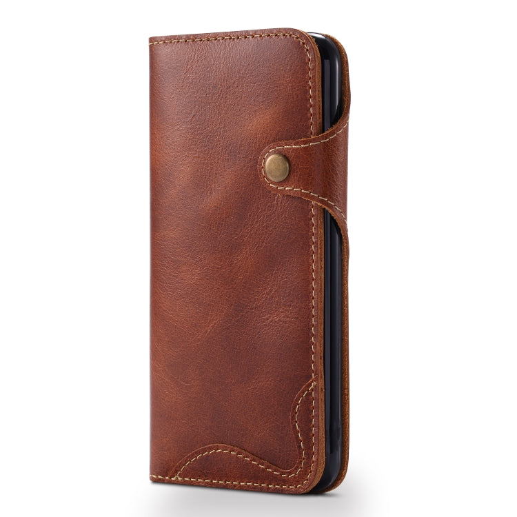 For iPhone 6 Denior Oil Wax Cowhide Magnetic Button Horizontal Flip Leather Case with Card Slots & Wallet