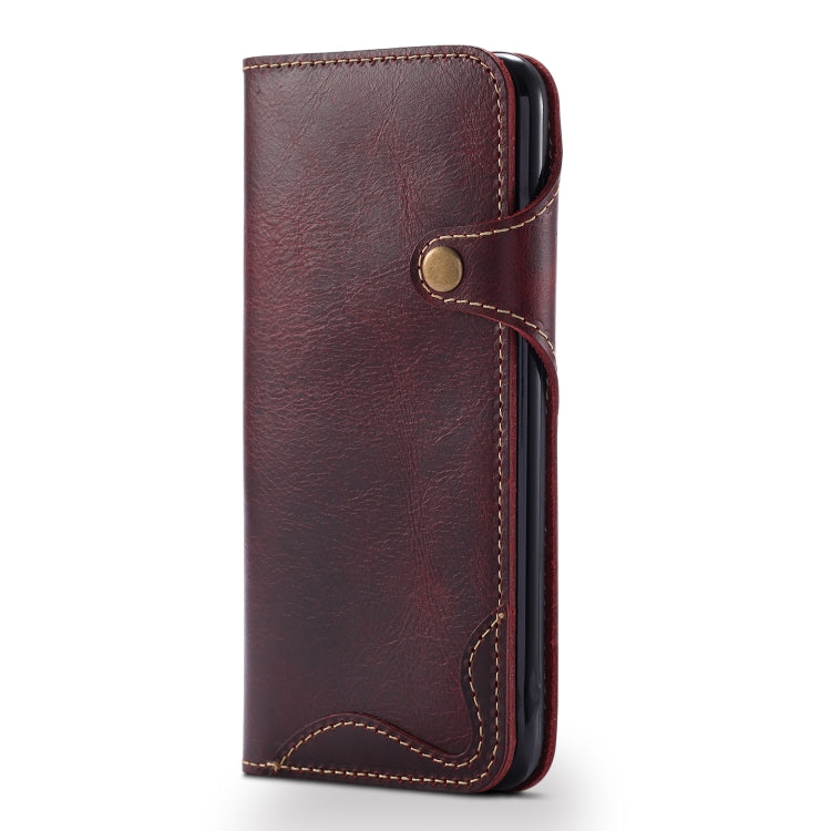For iPhone 6 Plus / 6s Plus Denior Oil Wax Cowhide Magnetic Button Horizontal Flip Leather Case with Card Slots & Wallet