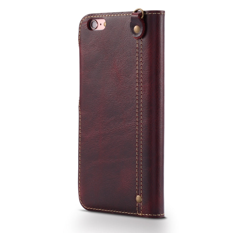 For iPhone 6 Plus / 6s Plus Denior Oil Wax Cowhide Magnetic Button Horizontal Flip Leather Case with Card Slots & Wallet