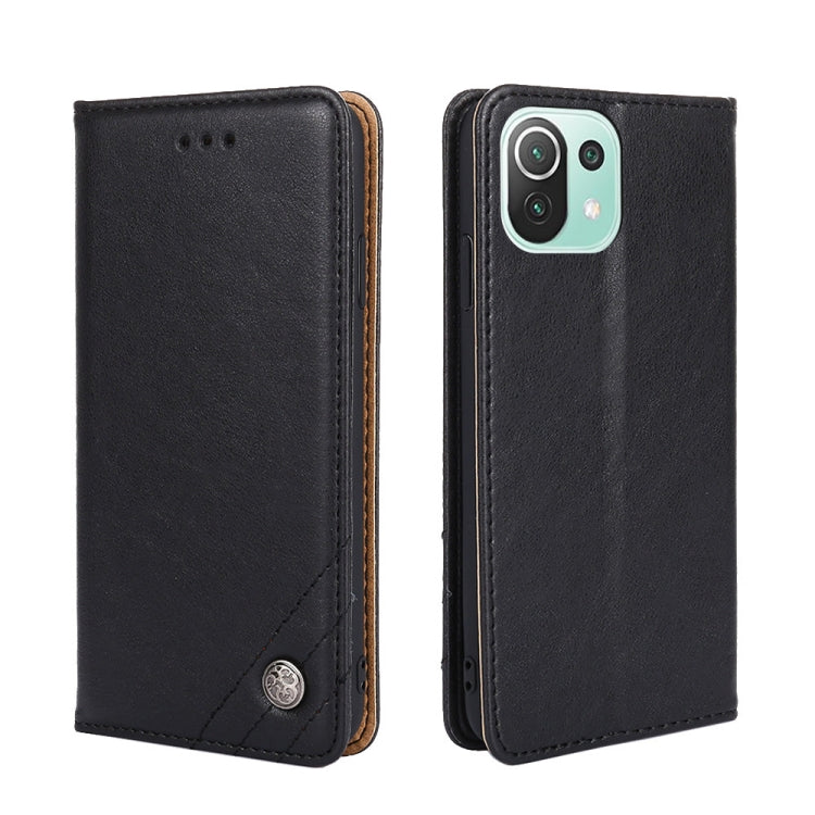 For Xiaomi Mi 11 Lite Non-Magnetic Retro Texture Leather Phone Case