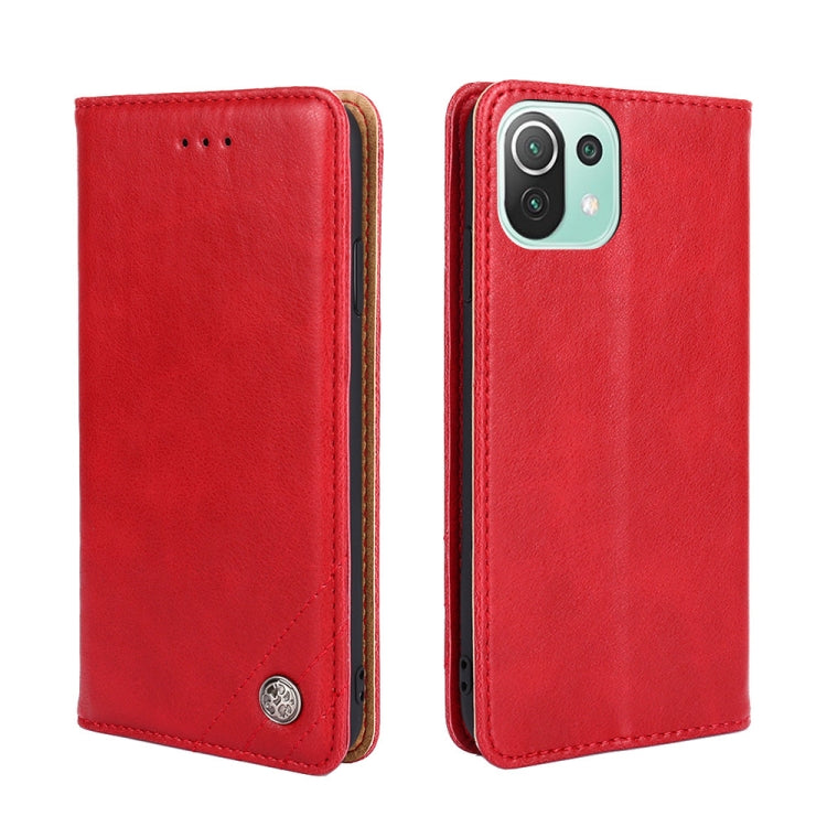 For Xiaomi Mi 11 Lite Non-Magnetic Retro Texture Leather Phone Case