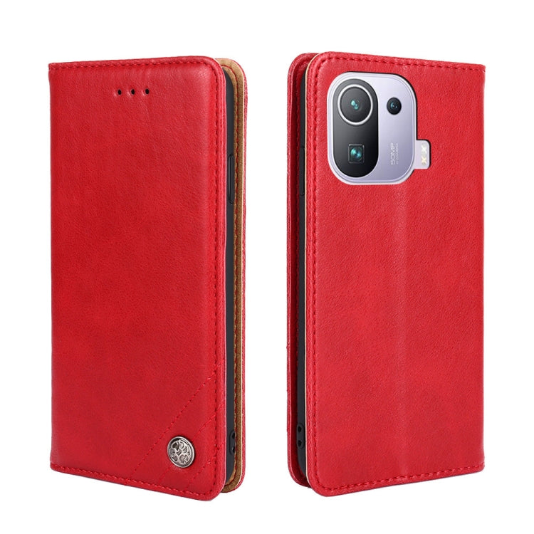 For Xiaomi Mi 11 Pro Non-Magnetic Retro Texture Leather Phone Case