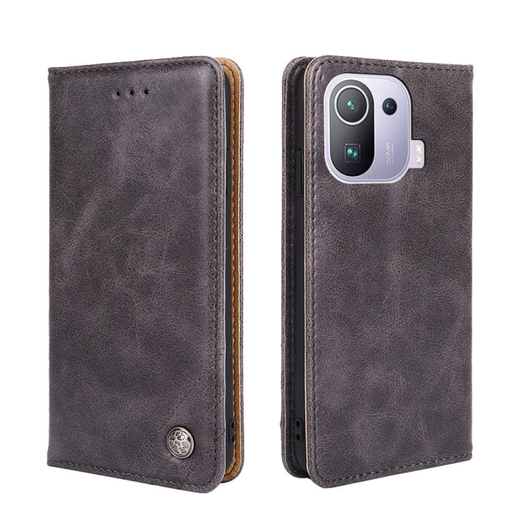 For Xiaomi Mi 11 Pro Non-Magnetic Retro Texture Leather Phone Case