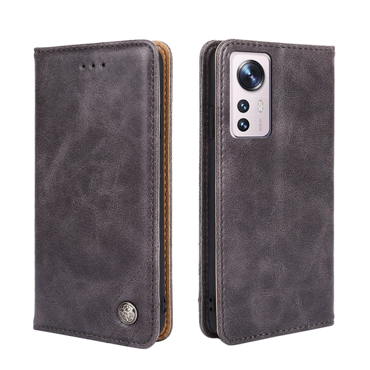 For Xiaomi 12 Non-Magnetic Retro Texture Leather Phone Case