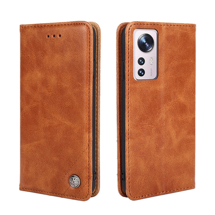 For Xiaomi 12 Non-Magnetic Retro Texture Leather Phone Case