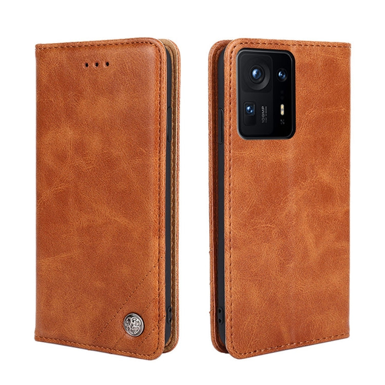 For Xiaomi Mi Mix 4 Non-Magnetic Retro Texture Leather Phone Case