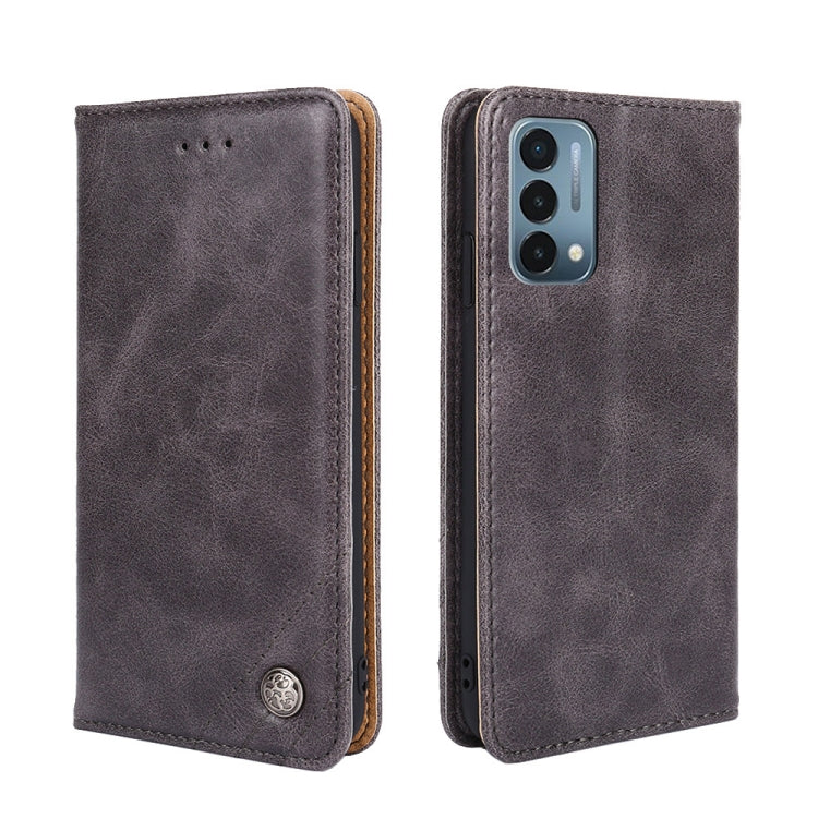 For OnePlus Nord N200 5G Non-Magnetic Retro Texture Horizontal Flip Leather Case with Holder & Card Slots & Wallet