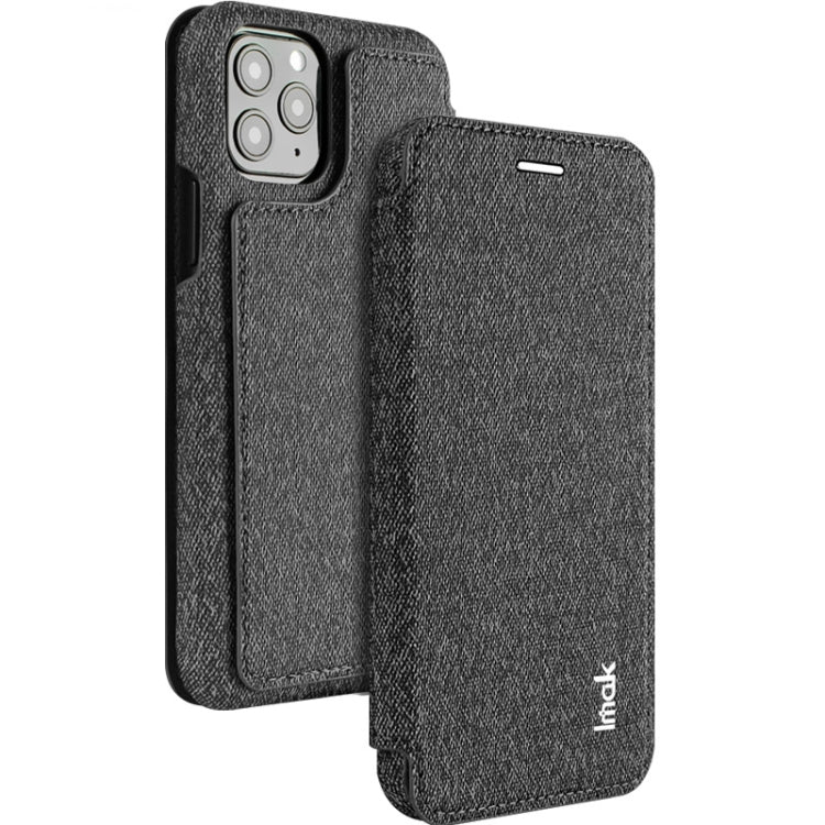For iPhone 11 Pro Max IMAK Removable Horizontal Flip Denim Canvas + PC + Magnetic Stripe Case with Card Slot(Smoke Gray)