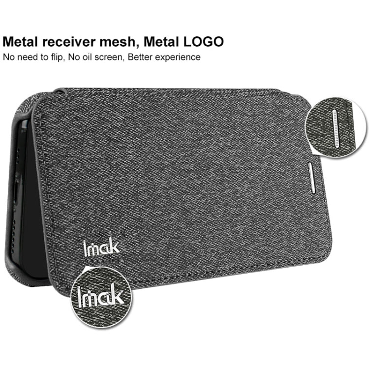 For iPhone 11 Pro Max IMAK Removable Horizontal Flip Denim Canvas + PC + Magnetic Stripe Case with Card Slot(Smoke Gray)