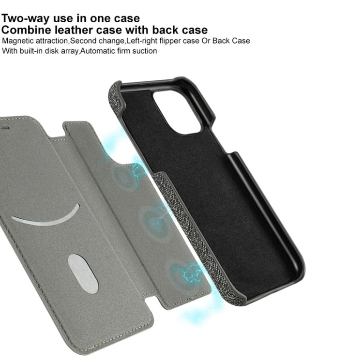 For iPhone 11 IMAK Removable Horizontal Flip Denim Canvas + PC + Magnetic Stripe Case with Card Slot