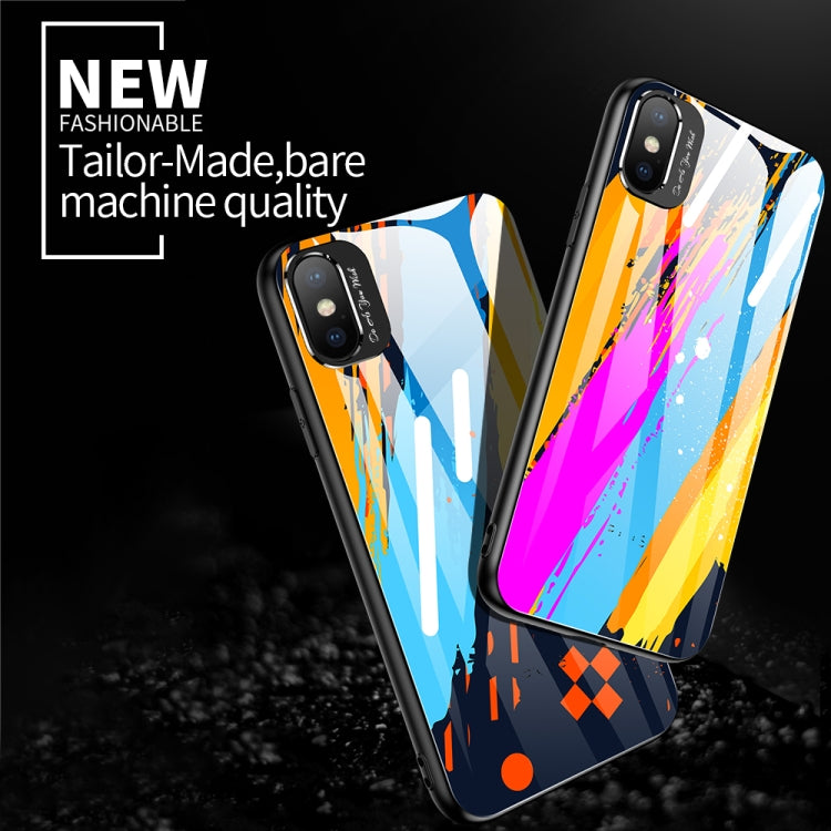 For iPhone XS / X Shockproof Full Coverage Colorful Glass Mirror Protective Case
