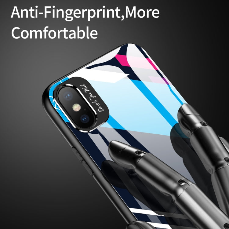 For iPhone XS / X Shockproof Full Coverage Colorful Glass Mirror Protective Case