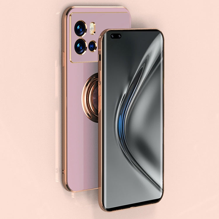 For vivo iQOO 9 6D Electroplating Full Coverage Silicone Phone Case with Magnetic Ring Holder