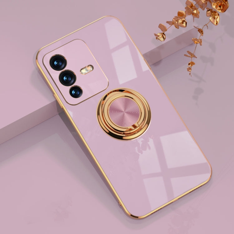 For vivo S12 6D Electroplating Full Coverage Silicone Phone Case with Magnetic Ring Holder