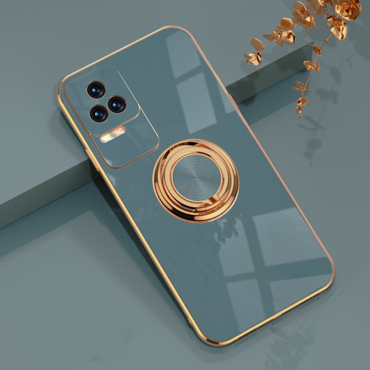 For Xiaomi Redmi K50 / K50 Pro 6D Electroplating Full Coverage Silicone Phone Case with Magnetic Ring Holder