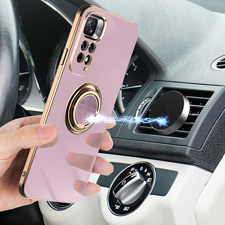 For Xiaomi Redmi Note 11 4G 6D Electroplating Full Coverage Silicone Phone Case with Magnetic Ring Holder