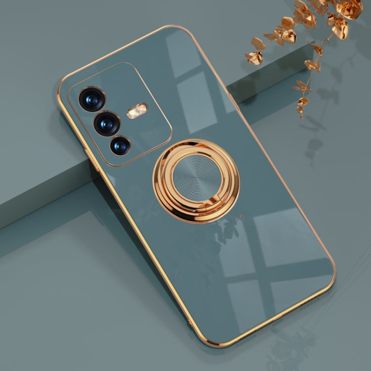 For vivo S12 Pro 6D Electroplating Full Coverage Silicone Phone Case with Magnetic Ring Holder