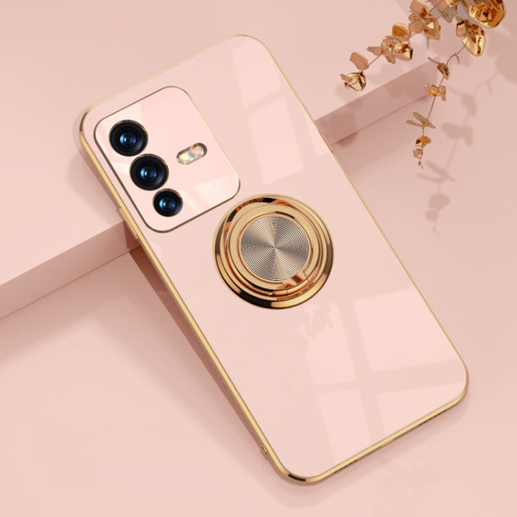 For vivo S12 Pro 6D Electroplating Full Coverage Silicone Phone Case with Magnetic Ring Holder