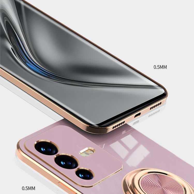 For vivo S12 Pro 6D Electroplating Full Coverage Silicone Phone Case with Magnetic Ring Holder