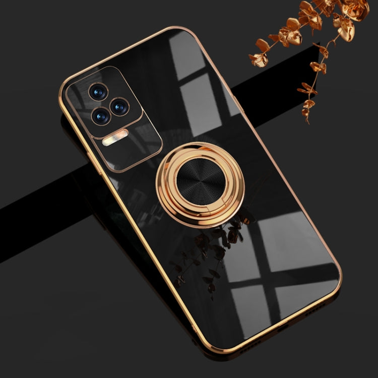 For Xiaomi Redmi K40S 6D Electroplating Full Coverage Silicone Phone Case with Magnetic Ring Holder