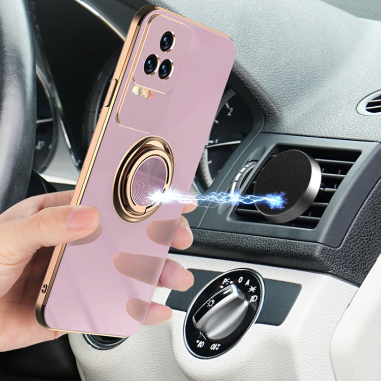 For Xiaomi Redmi K40S 6D Electroplating Full Coverage Silicone Phone Case with Magnetic Ring Holder