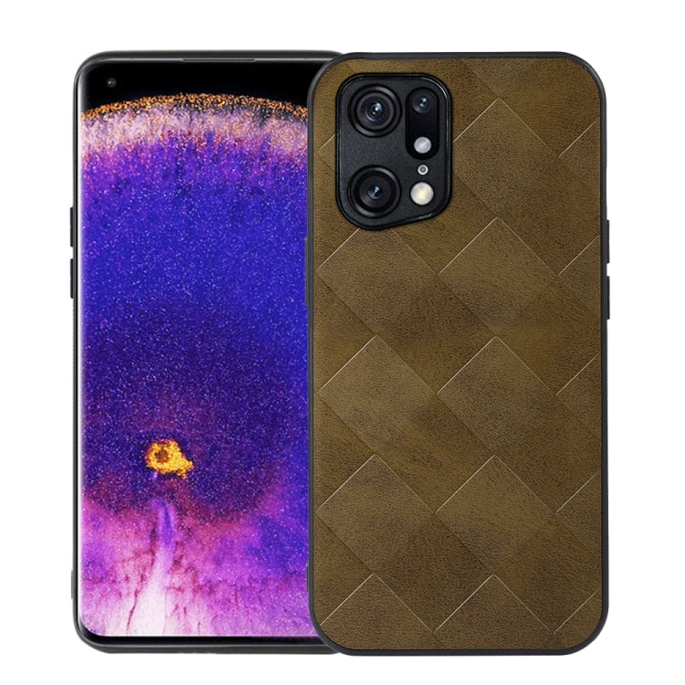 For OPPO Find X5 Pro Weave Plaid PU Phone Case