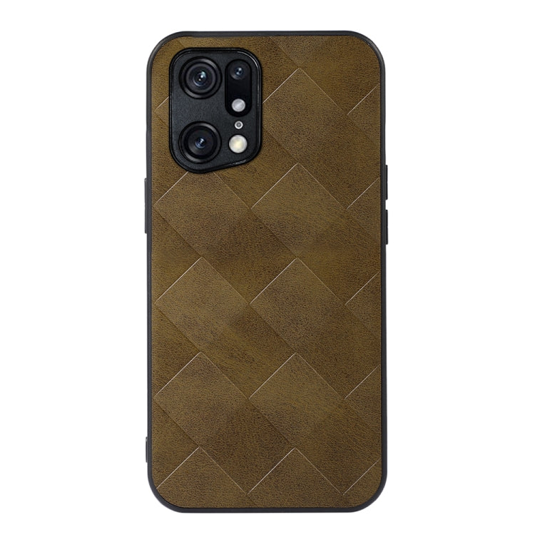 For OPPO Find X5 Pro Weave Plaid PU Phone Case