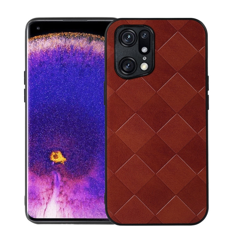 For OPPO Find X5 Pro Weave Plaid PU Phone Case