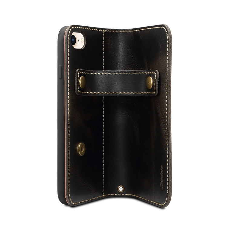For iPhone 7 / 8 Denior Oil Wax Cowhide DK Magnetic Button Horizontal Flip Leather Case with Holder & Card Slots & Wallet