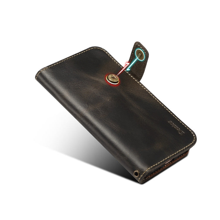 For iPhone 7 / 8 Denior Oil Wax Cowhide DK Magnetic Button Horizontal Flip Leather Case with Holder & Card Slots & Wallet