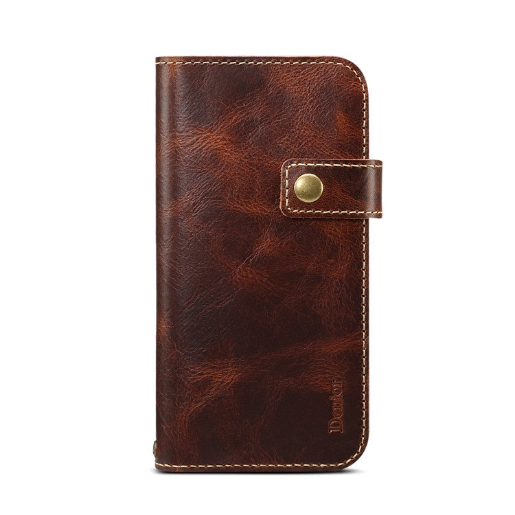 For iPhone 7 / 8 Denior Oil Wax Cowhide DK Magnetic Button Horizontal Flip Leather Case with Holder & Card Slots & Wallet