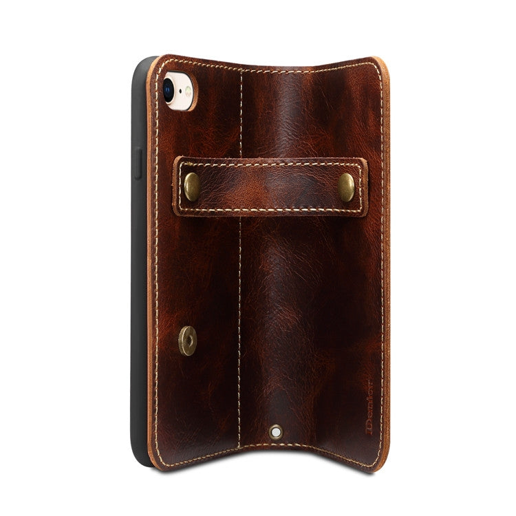 For iPhone 7 / 8 Denior Oil Wax Cowhide DK Magnetic Button Horizontal Flip Leather Case with Holder & Card Slots & Wallet