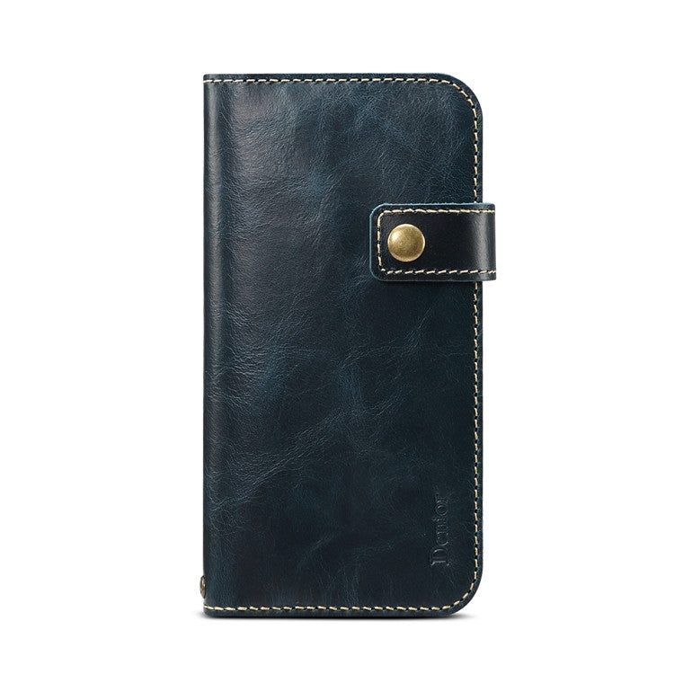 For iPhone 7 / 8 Denior Oil Wax Cowhide DK Magnetic Button Horizontal Flip Leather Case with Holder & Card Slots & Wallet