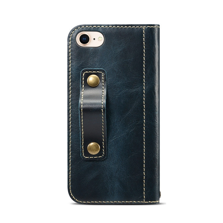 For iPhone 7 / 8 Denior Oil Wax Cowhide DK Magnetic Button Horizontal Flip Leather Case with Holder & Card Slots & Wallet