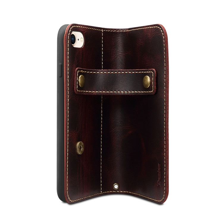For iPhone 7 / 8 Denior Oil Wax Cowhide DK Magnetic Button Horizontal Flip Leather Case with Holder & Card Slots & Wallet