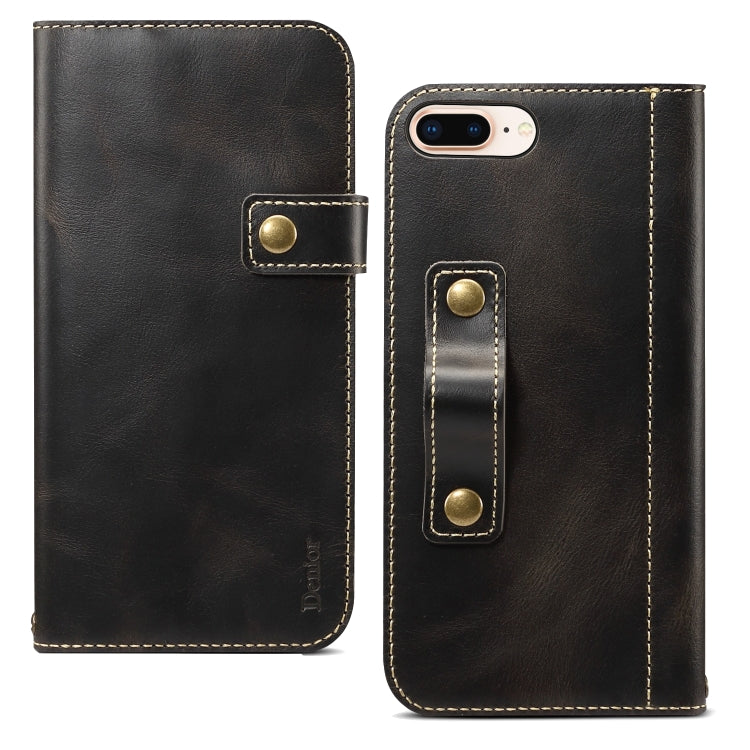 For iPhone 7 Plus / 8 Plus Denior Oil Wax Cowhide DK Magnetic Button Horizontal Flip Leather Case with Holder & Card Slots & Wallet