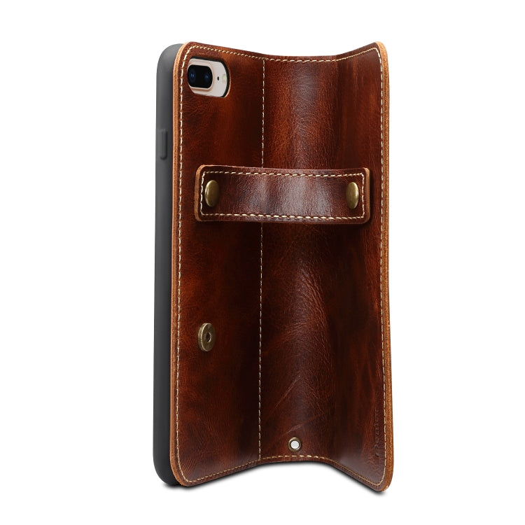 For iPhone 7 Plus / 8 Plus Denior Oil Wax Cowhide DK Magnetic Button Horizontal Flip Leather Case with Holder & Card Slots & Wallet