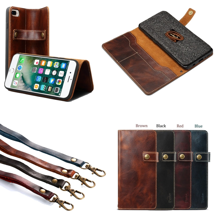 For iPhone 7 Plus / 8 Plus Denior Oil Wax Cowhide DK Magnetic Button Horizontal Flip Leather Case with Holder & Card Slots & Wallet