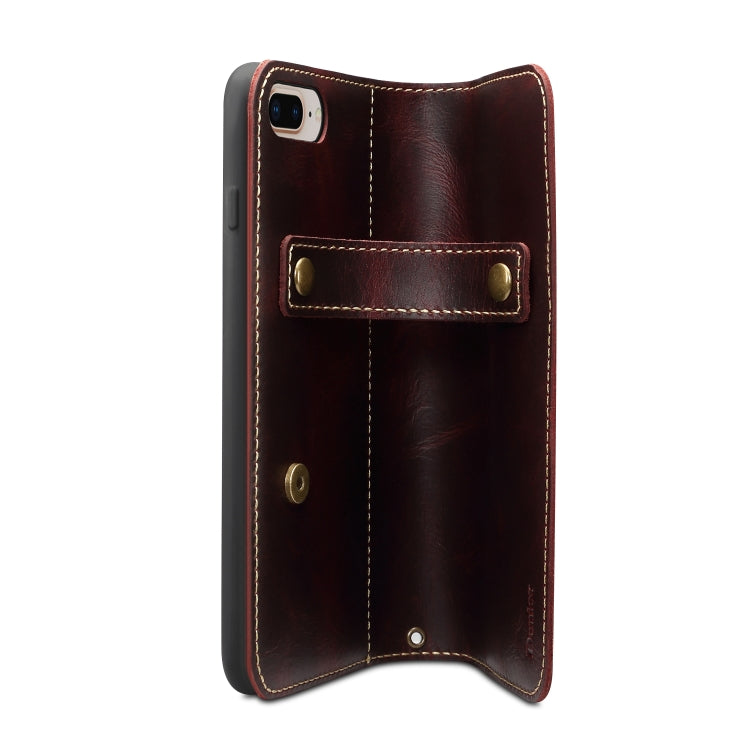 For iPhone 7 Plus / 8 Plus Denior Oil Wax Cowhide DK Magnetic Button Horizontal Flip Leather Case with Holder & Card Slots & Wallet