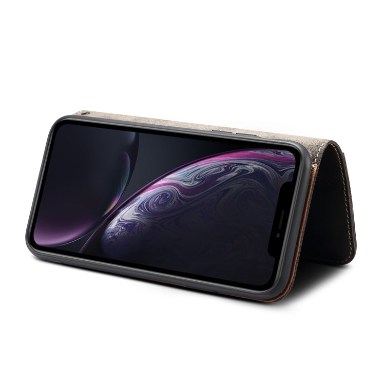 For iPhone X / XS Denior Oil Wax Cowhide DK Magnetic Button Horizontal Flip Leather Case with Holder & Card Slots & Wallet