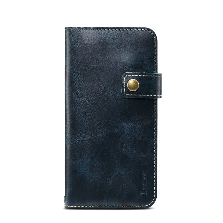 For iPhone X / XS Denior Oil Wax Cowhide DK Magnetic Button Horizontal Flip Leather Case with Holder & Card Slots & Wallet