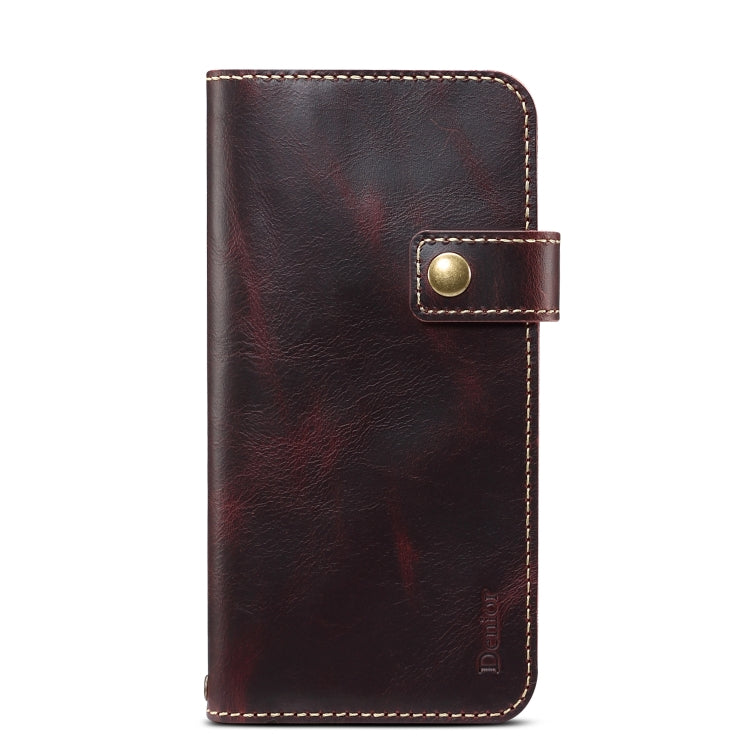 For iPhone 11 Denior Oil Wax Cowhide DK Magnetic Button Horizontal Flip Leather Case with Holder & Card Slots & Wallet