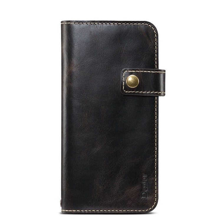 For iPhone 11 Pro Denior Oil Wax Cowhide DK Magnetic Button Horizontal Flip Leather Case with Holder & Card Slots & Wallet