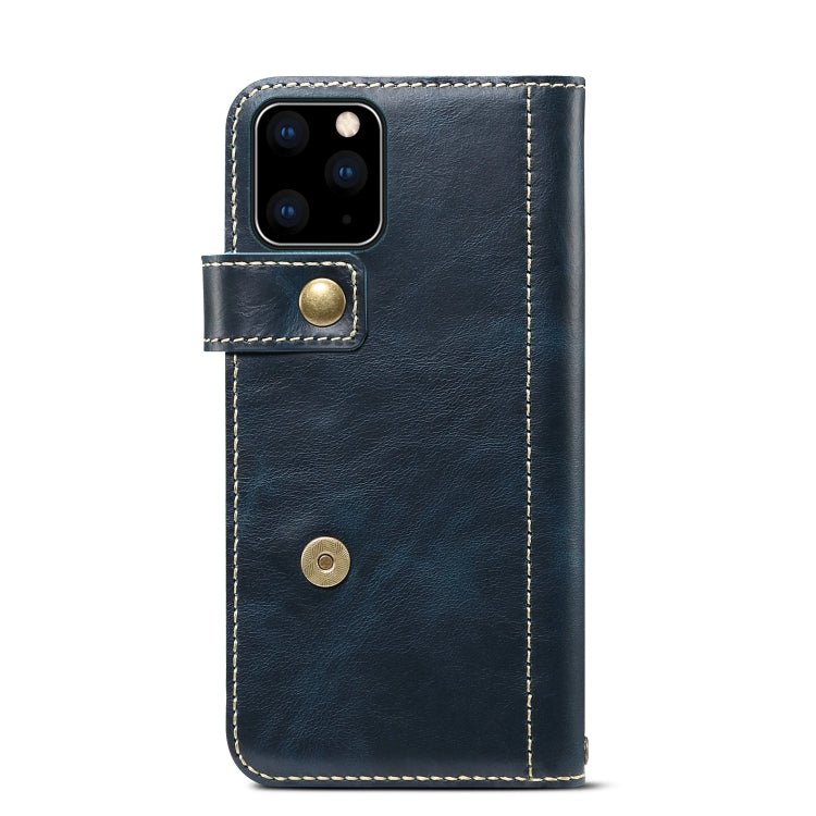 For iPhone 11 Pro Denior Oil Wax Cowhide DK Magnetic Button Horizontal Flip Leather Case with Holder & Card Slots & Wallet