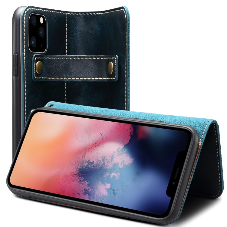 For iPhone 11 Pro Max Denior Oil Wax Cowhide DK Magnetic Button Horizontal Flip Leather Case with Holder & Card Slots & Wallet
